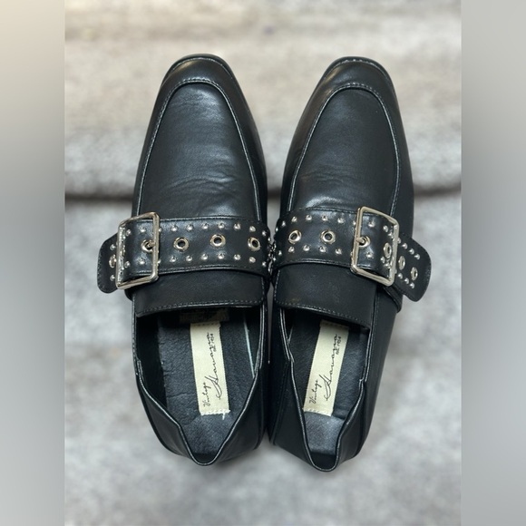Vintage Havana Black Leather Maureen Studded Buckle Loafers Women 6.5 Old Money - Picture 3 of 9